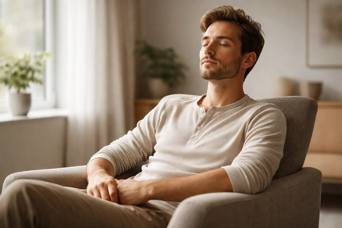 Ruhige Person in Reflexion zeigt mentale Stärke und emotionale Balance