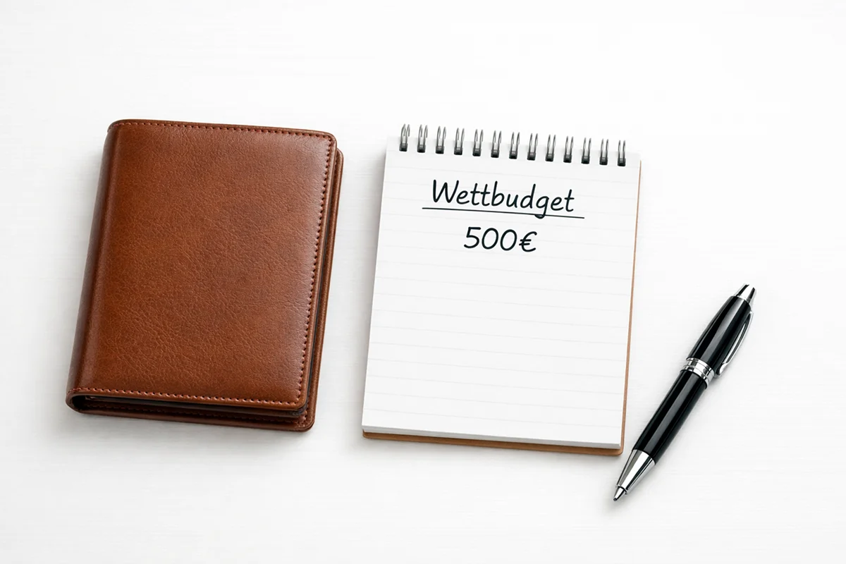 Organisierte Budgetplanung mit dediziertem Wettbudget symbolisiert durch Notizbuch